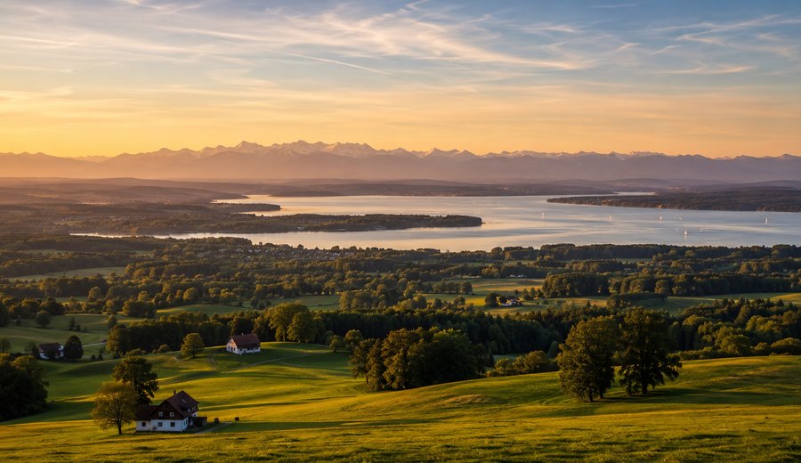 Fünfseenland mit Seen und grüner Landschaft
